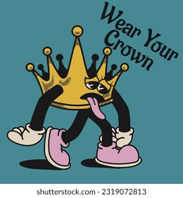 Wear Your Crown With King Crown Groovy Character Design