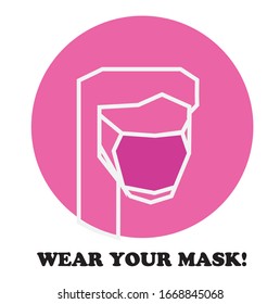 Wear your mask vector icon with white background. mask flat icon vector illustration