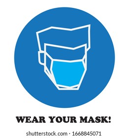 Tragen Sie Ihr Vektorillustration-Symbol mit weißem Hintergrund. Vektorillustration mit Maskenbildzeichen