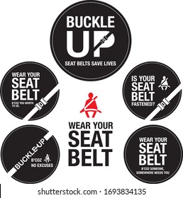 Wear Your Seat Belt Sticker Pack | Buckle UP Vehicle Stickers Vector Pack | Safety Sticker Design | Warning Signs