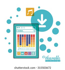 Wearabe technology concept with multimedia and aps icons design, vector illustration eps 10