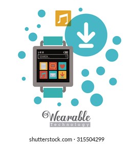 Wearabe technology concept with multimedia and aps icons design, vector illustration eps 10