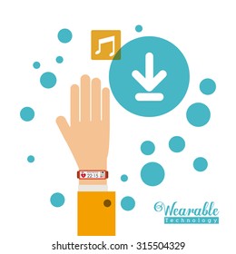 Wearabe technology concept with multimedia and aps icons design, vector illustration eps 10