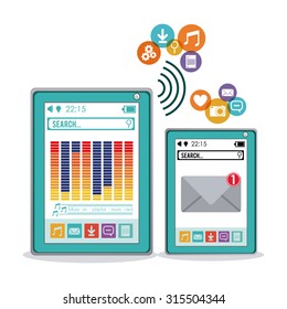 Wearabe technology concept with multimedia and aps icons design, vector illustration eps 10