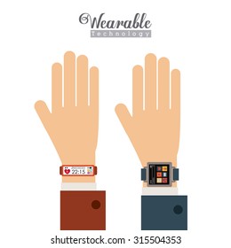 Wearabe technology concept with multimedia and aps icons design, vector illustration eps 10
