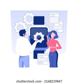 Wearable app development isolated concept vector illustration. Group of IT company specialist creating app for smart watch, back end development, software engineering vector concept.