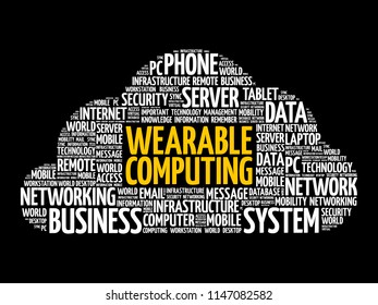 Wearable Computing word cloud collage, technology concept background