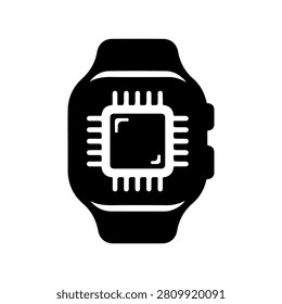 Wearable Device Chip Silhouette Vector Icon
