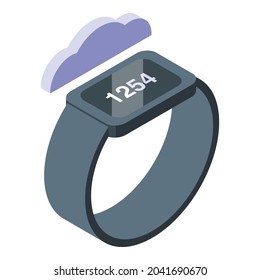 Wearable Device Icon Isometric Vector. Smart Digital Watch. Tracker Data