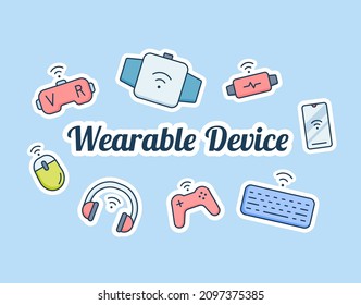 wearable device iot internet of things concept with some icon sticker spreading with modern flat style