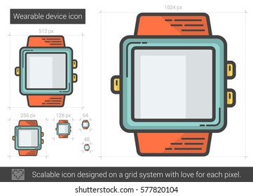 Wearable device vector line icon isolated on white background. Wearable device line icon for infographic, website or app. Scalable icon designed on a grid system.