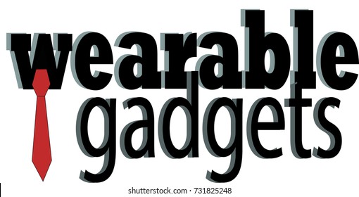 Wearable Gadgets Word conceptual Illustration. Wearable Tech text pattern isolated flat vector. Transparent.
