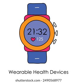 Wearable Health Device Icon with editable stroke.