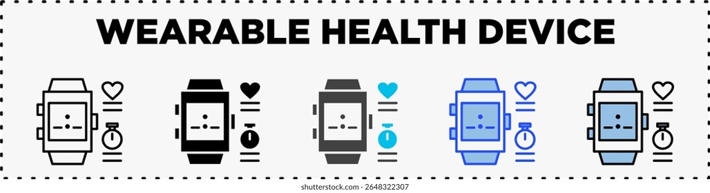 Wearable Health Device Icon Set Line Glyph