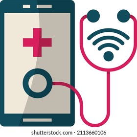 Wearable health monitors Vector line Icon Design, Internet of things symbol, Universal Object Interaction Sign, IoT and automation stock illustration, Smart Stethoscope Concept,