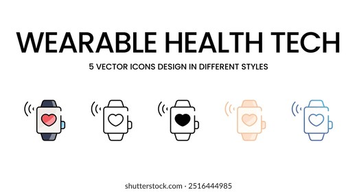 Wearable Health Tech icons set vector stock illustration