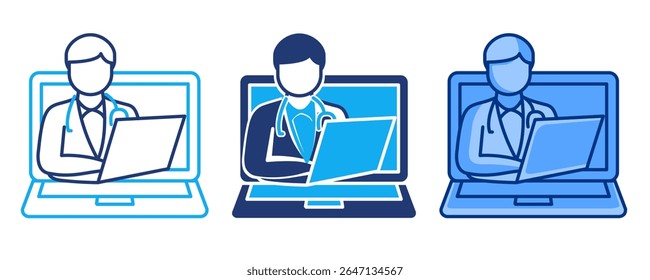 Wearable health tracker icon represented by Electrocardiogram,heartbeat,wave Blue, Dualline, Dualtone style.