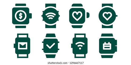  wearable icon set. 8 filled wearable icons. Simple modern icons about  - Smartwatch