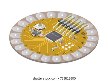 Wearable Micro-controller Electronic Board Isometric View