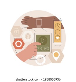 Ilustración vectorial de concepto abstracta de desarrollo de aplicaciones móviles con tecnología usable.