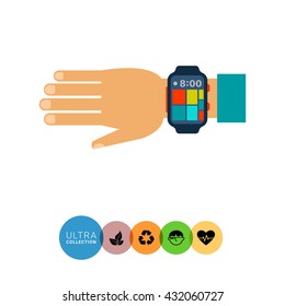 Wearable smartwatch flat icon