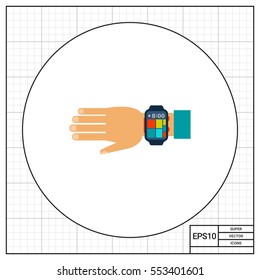 Wearable Smartwatch on Hand Icon