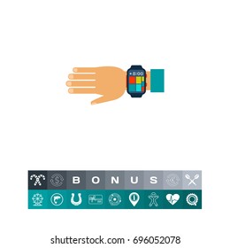 Wearable Smartwatch on Hand Icon