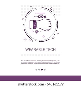 Wearable Tech Smart Watch Technology Electronic Device Web Banner With Copy Space Vector Illustration
