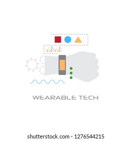 wearable tech smart wristband tracker electronic device technology concept line style isolated