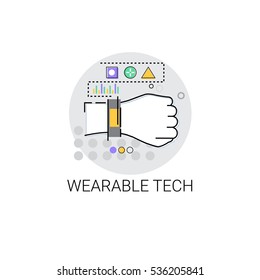 Wearable Tech Smart Wristband Trecker Technology Electronic Device Vector Illustration