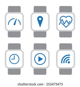 Wearable technologies introduced with gadget with functions icons