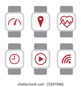 Wearable technologies introduced with gadget with functions icons