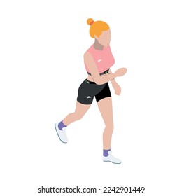 Wearable technology clothes isometric icon with woman wearing smart sport wear 3d vector illustration