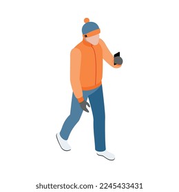 Wearable technology clothes isometric icon with man wearing smart hat vector illustration