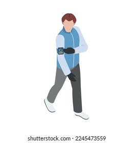 Wearable technology clothes isometric icon with man wearing smart jacket 3d vector illustration