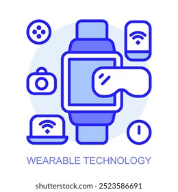 Wearable Technology concept icon. Smart factory. Modern technologies. Industry 4.0. Automated production. Vector linear illustration.