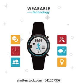 Wearable technology concept and multimedia icons design, vector illustration 10 eps graphic.