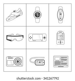 Wearable technology concept and multimedia icons design, vector illustration 10 eps graphic.