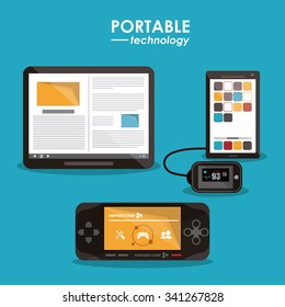 Wearable technology concept and multimedia icons design, vector illustration 10 eps graphic.