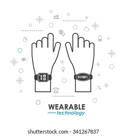 Wearable technology concept and multimedia icons design, vector illustration 10 eps graphic.