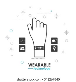 Wearable technology concept and multimedia icons design, vector illustration 10 eps graphic.
