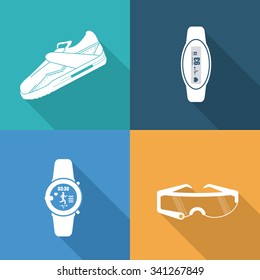 Wearable technology concept and multimedia icons design, vector illustration 10 eps graphic.