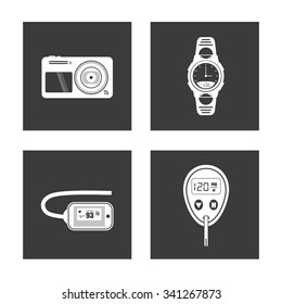 Wearable technology concept and multimedia icons design, vector illustration 10 eps graphic.