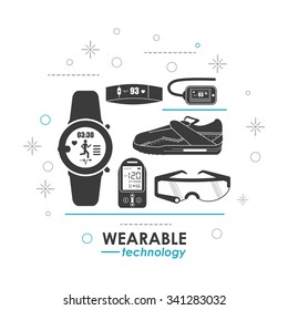 Wearable technology concept and multimedia icons design, vector illustration 10 eps graphic.
