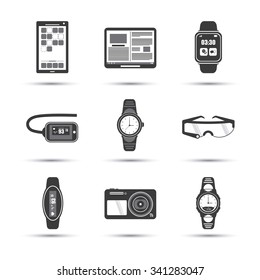 Wearable technology concept and multimedia icons design, vector illustration 10 eps graphic.