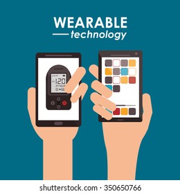 Wearable technology concept and multimedia icons design, vector illustration 10 eps graphic.