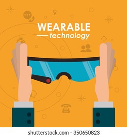 Wearable technology concept and multimedia icons design, vector illustration 10 eps graphic.
