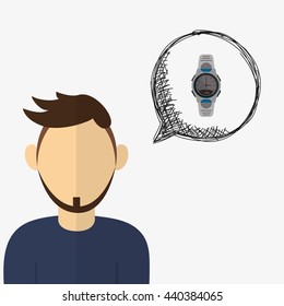 Wearable technology design. Gadget icon. Flat illustration, vector