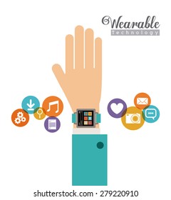 wearable technology design over white background, vector illustration