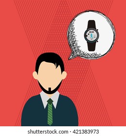 Wearable technology design. wireless icon. Flat illustration 